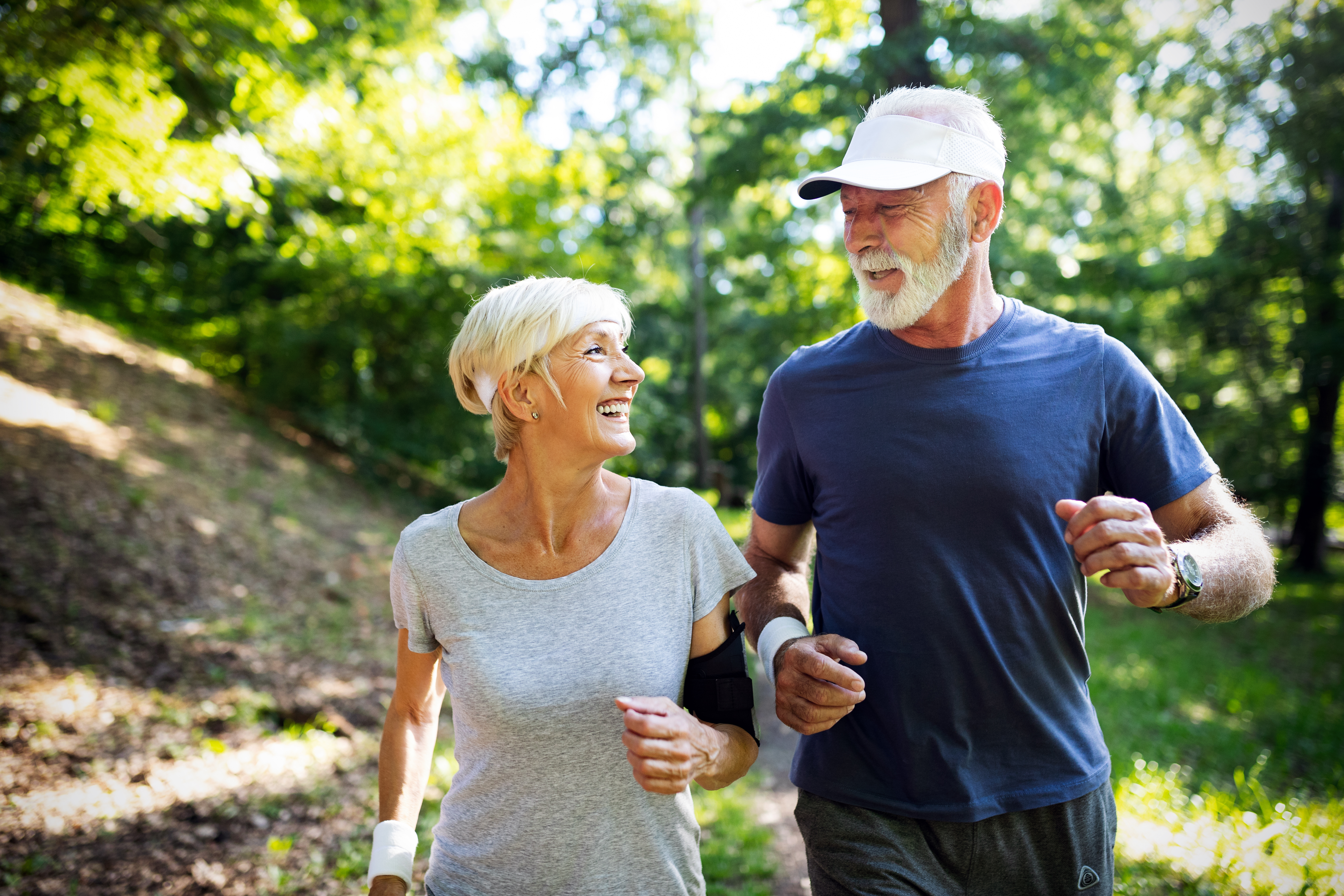 man and woman jogging